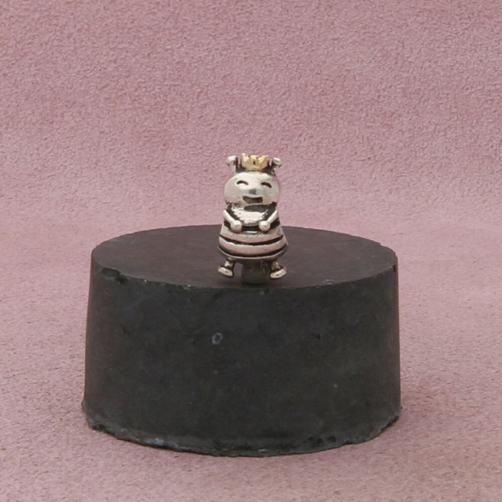 pandora sterling silver & 14k gold authentic queen bee bead (790227) charm
